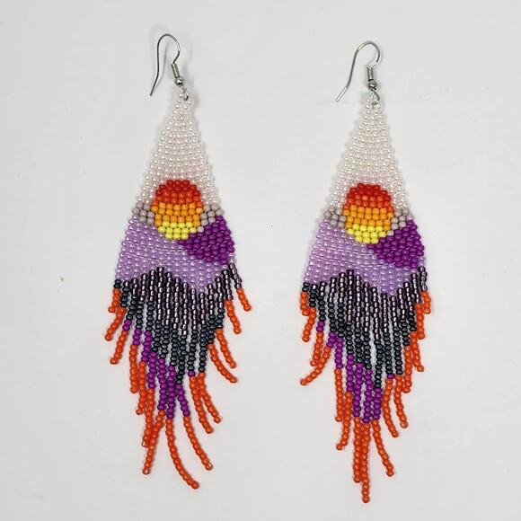 View Point Sunset Boho Beaded Earrings - Picture 1 of 4